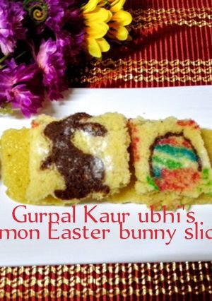 A picture of Lemon Easter bunny slice 🍋with pattern.