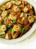 Tofu Shrimp Bokchoy Stir Fry in Ginger Sauce