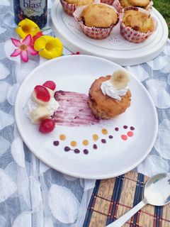 બનાના બ્લુબેરી જામ મફીન્સ રેસીપી મુખ્ય ફોટો