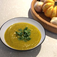 A picture of Squash & Sweet Potato Soup with Coriander.