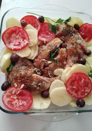 صورة لوصفة بطاطا بالدجاج في الفرن😋