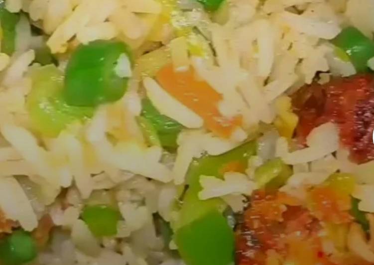 Recipe of Homemade Vegetable Manchurian Rice