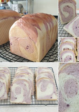Foto resep Swirl Loaf Bread - roti tawar ubi ungu 2 motif
