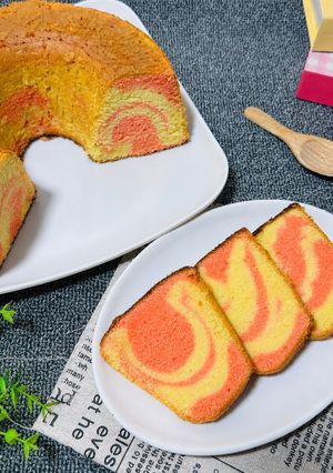 Foto resep Bolu Marmer Merah Putih Lembut & Lembab