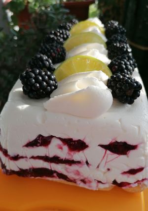 A picture of Lime and Berry Semifreddo.