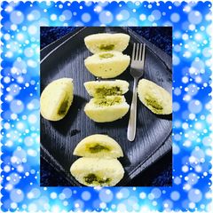 Microwave baked stuffed idli A picture of Microwave baked stuffed idli.