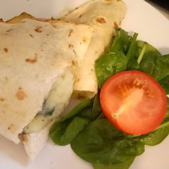 Vegan cheese and spinach pasty from a wrap. Airfryer A picture of Vegan cheese and spinach pasty from a wrap. Airfryer.