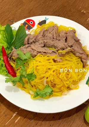 Hình của món Mì Chũ Xào Bò.