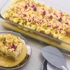A picture of Rasmalai Tres Leches Cake 🍰.