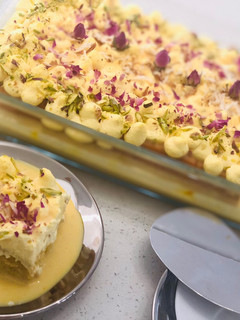 A picture of Rasmalai Tres Leches Cake 🍰.