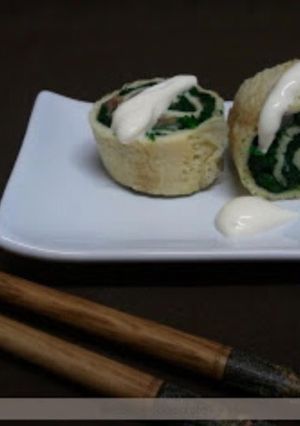 Una foto de Espirales de espinaca y queso