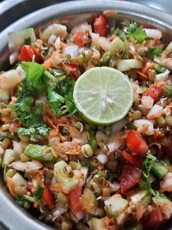Easy Ways Prepare Recipes Whole Green Moong sprouts vegetables salad the Delicious Appealing.