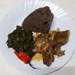 A picture of Kuku Kienyeji Stew, Brown Ugali with Zisaga #4weekschallenge#.