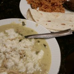 A picture of Brad's cream of chicken Verde soup.