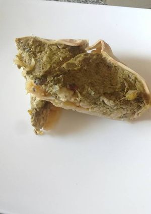 Una foto de Tarta de pollo, champiñones y espinaca