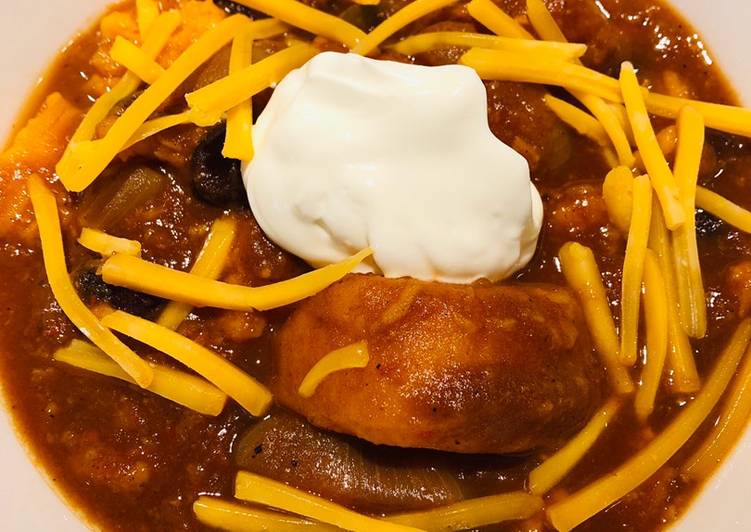 Steps to Make Homemade Crockpot Sweet Potato 🍠 Black Bean Chilli
