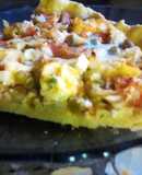 Tarta de pollo y verduras 🐥🌶️🫛con masa de maíz🌽