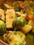 Cazuela de pollo con repollitos de Bruselas
