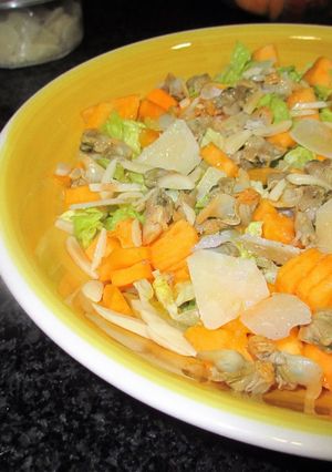 Foto principal de Cogollos de Tudela con calabaza, berberechos y parmesano