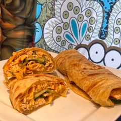 A picture of Chicken tikka roll paratha.