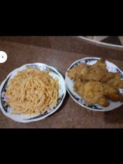صورة لوصفة فراخ بانيه مع معكرونه اسباجتي