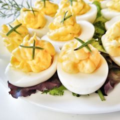 A picture of Rosemary Cross-Top Deviled Eggs.
