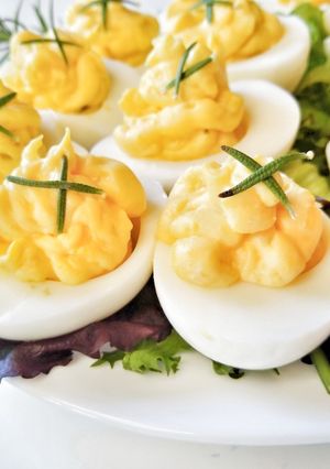 A picture of Rosemary Cross-Top Deviled Eggs.