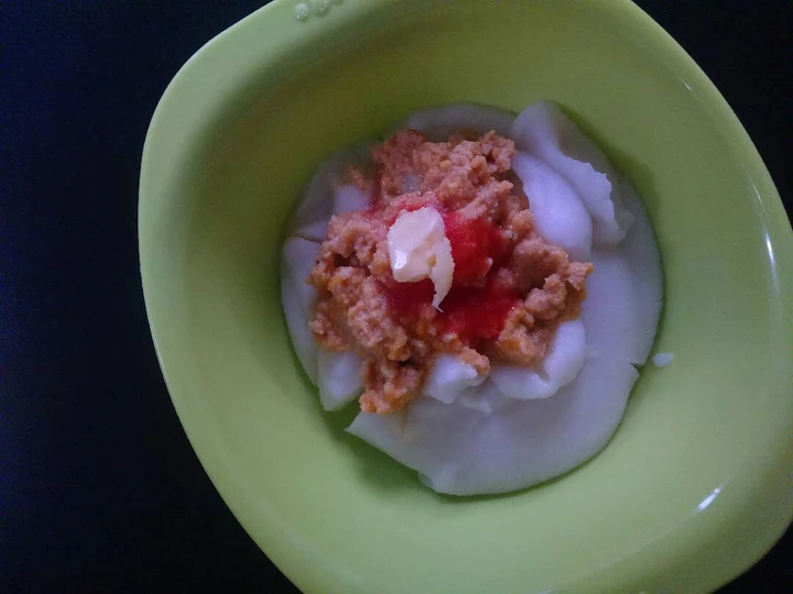 Langkah Mudah untuk Menyiapkan Resep Bubur putih tumis lele saus tomat mpasi yang Bisa Manjain Lidah Anti Ribet, Menggugah Selera