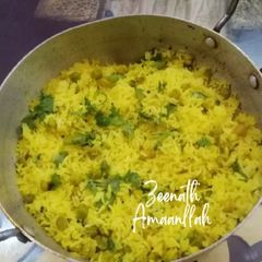 A picture of Lemon Rice with Garbanzo Beans.