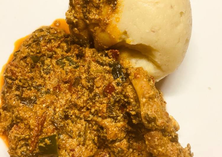 Easy Cheap Dinner Pounded yam with egusi soup