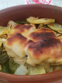 Una foto de Bacalao al ajomiel gratinado