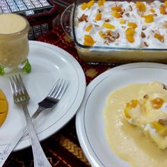 Mango milk cake (no bake) A picture of Mango milk cake (no bake).