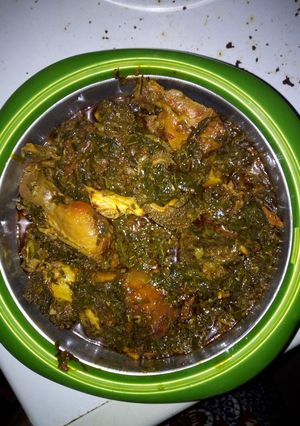 A picture of Vegetable soup (miyan Alaiyaho).