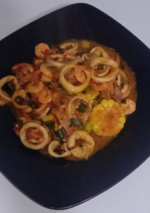 Foto resep Cumi Udang Saus Padang