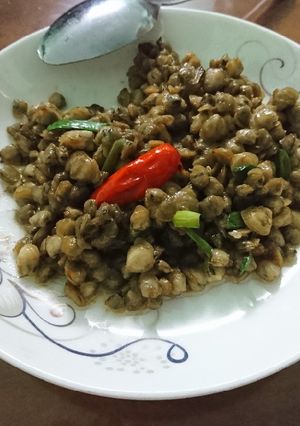 Hình của món Hến xào cay.