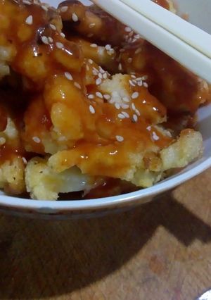 Una foto de Coliflor agridulce (Estilo comida china)