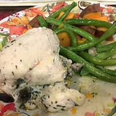 A picture of Golden Chicken and Autumn Vegetables.