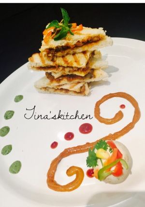A picture of Brocolli & Mushroom grilled sandwich.