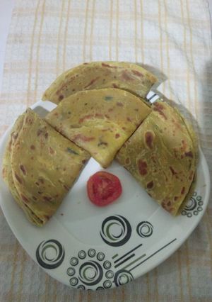 A picture of Butternut layered chapati#5orlessingredientsrecipecontest#.