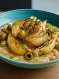 Finocchi abbrustoliti con fagioli aromatizzati🥦🍋🥫