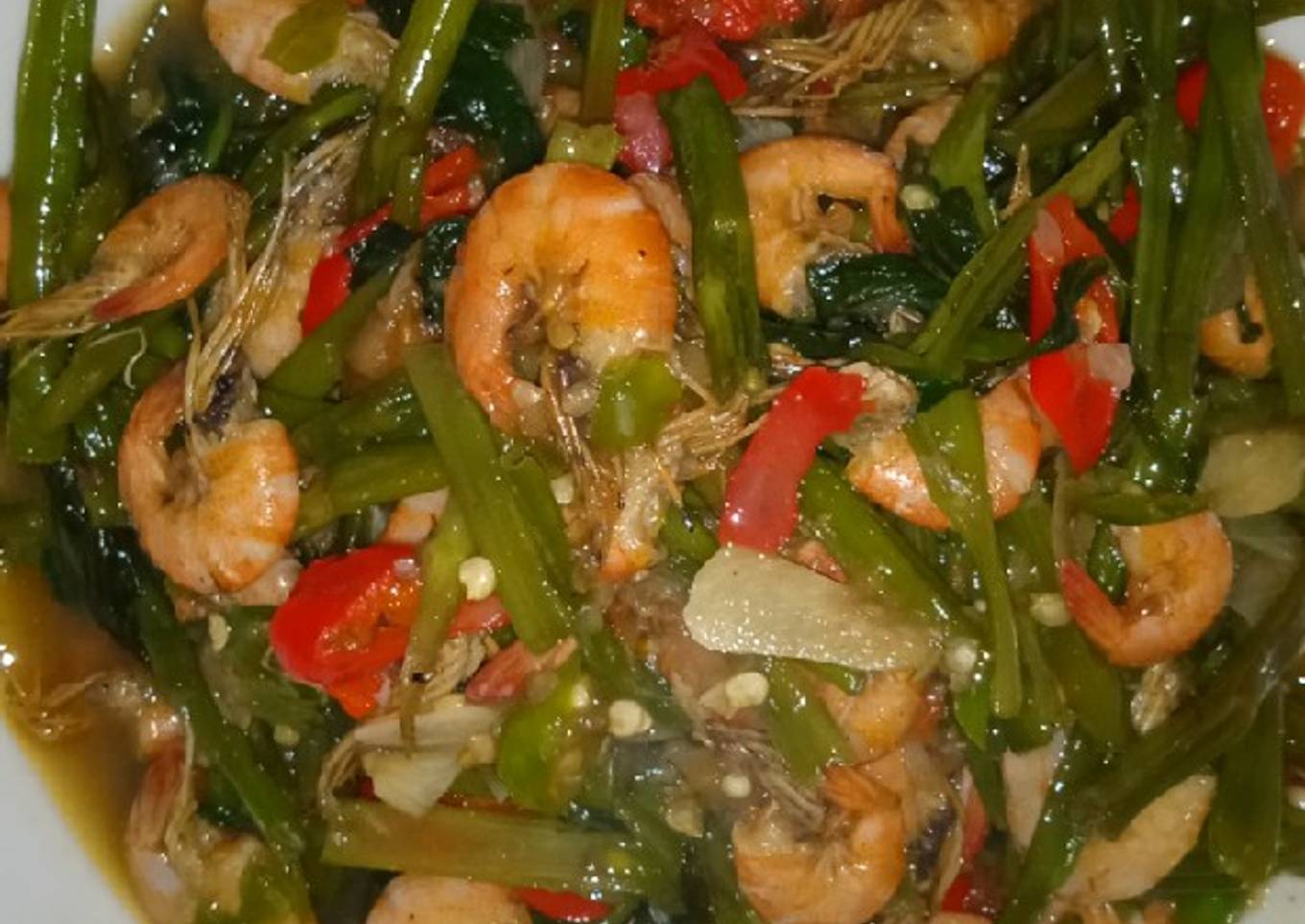 Tumis kangkung+udang