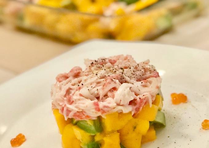 How to Make Ultimate Mango avocado salad with Japanese crab stick