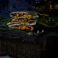 A picture of Ela ada with banana filling.