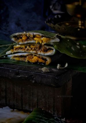 A picture of Ela ada with banana filling.