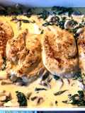 Poulet Brust an Spinat Champignons Sauce