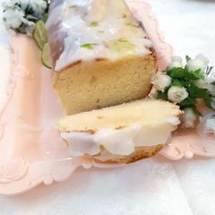 A picture of Pound cake with lemon glaze.