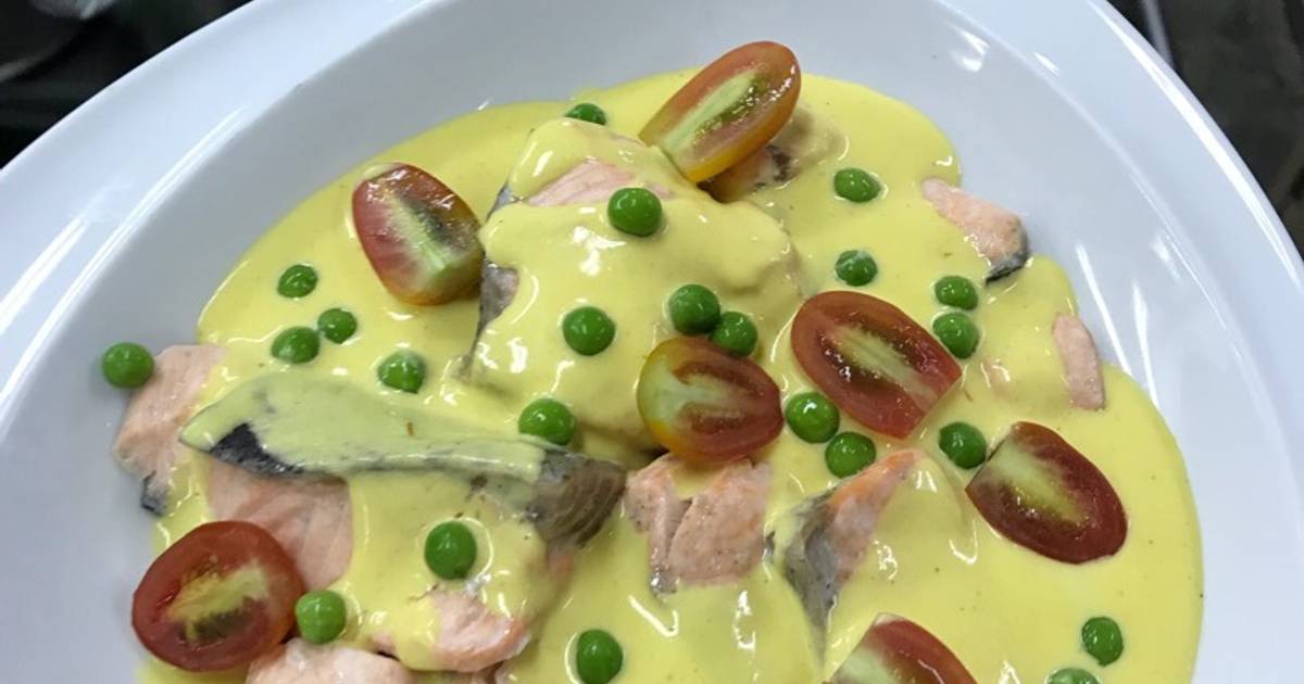 สูตร Salmon with Saffron Cream sauce จานนี้ดีกินแล้วรวย โดย Uniiez