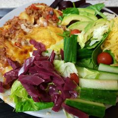 A picture of My Cheesey Lasagne & Salad 💛.