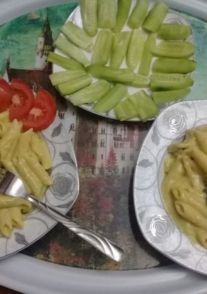 صورة لوصفة باستا بالكاري وشرائح الفراخ 🍝