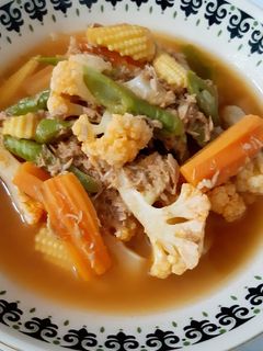 รูปของ "แกงส้มปลาทูน่าผักรวม"🐟🥦🥕🌽Sour Curry with Tuna&Mixed Veggies